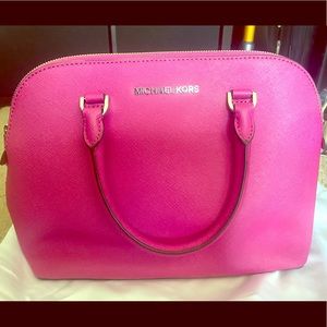 Michael Kors fuschia leather Cindy dome satchel